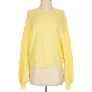 Crush. Butter Yellow Ribbed Sleeve 100% Cashmere Oversized Sweater S